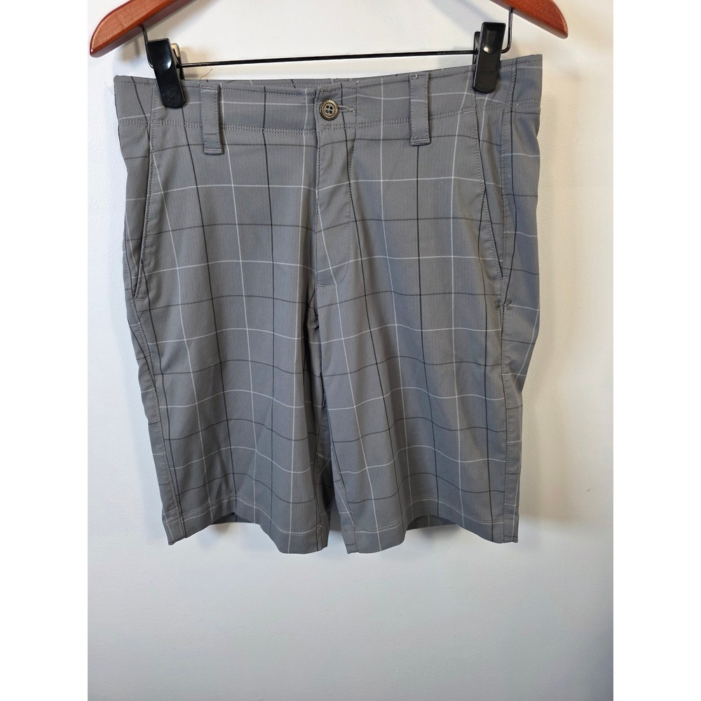 Under Armour Mens 32 Grey & Black Plaid HeatGear Loose Fit Golf Shorts